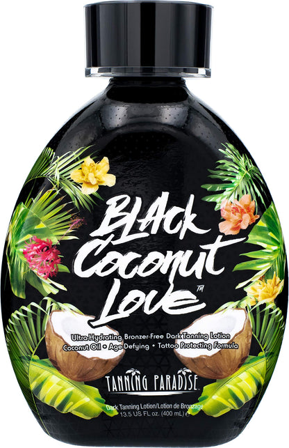 Tanning Paradise Black Coconut Love Lotion – Ultra Hydrating Dark Tan, 13.5oz