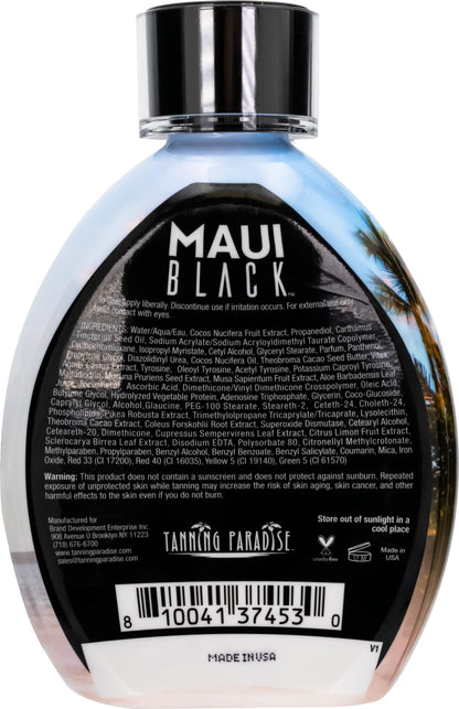 Tanning Paradise Maui Black Tanning Lotion – Instant Dark Tan, Hydration & Tattoo Protection | 13.5oz
