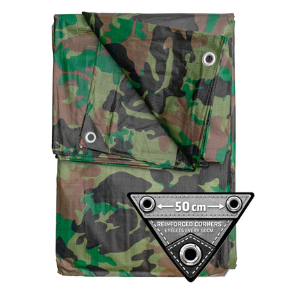 Camouflage M-Grade Tarpaulin 2m x 2m