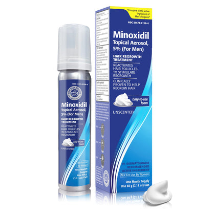 TARO Minoxidil 5% Foam for Men – 2.11 Oz Topical Hair Regrowth Solution (1 Month Supply)