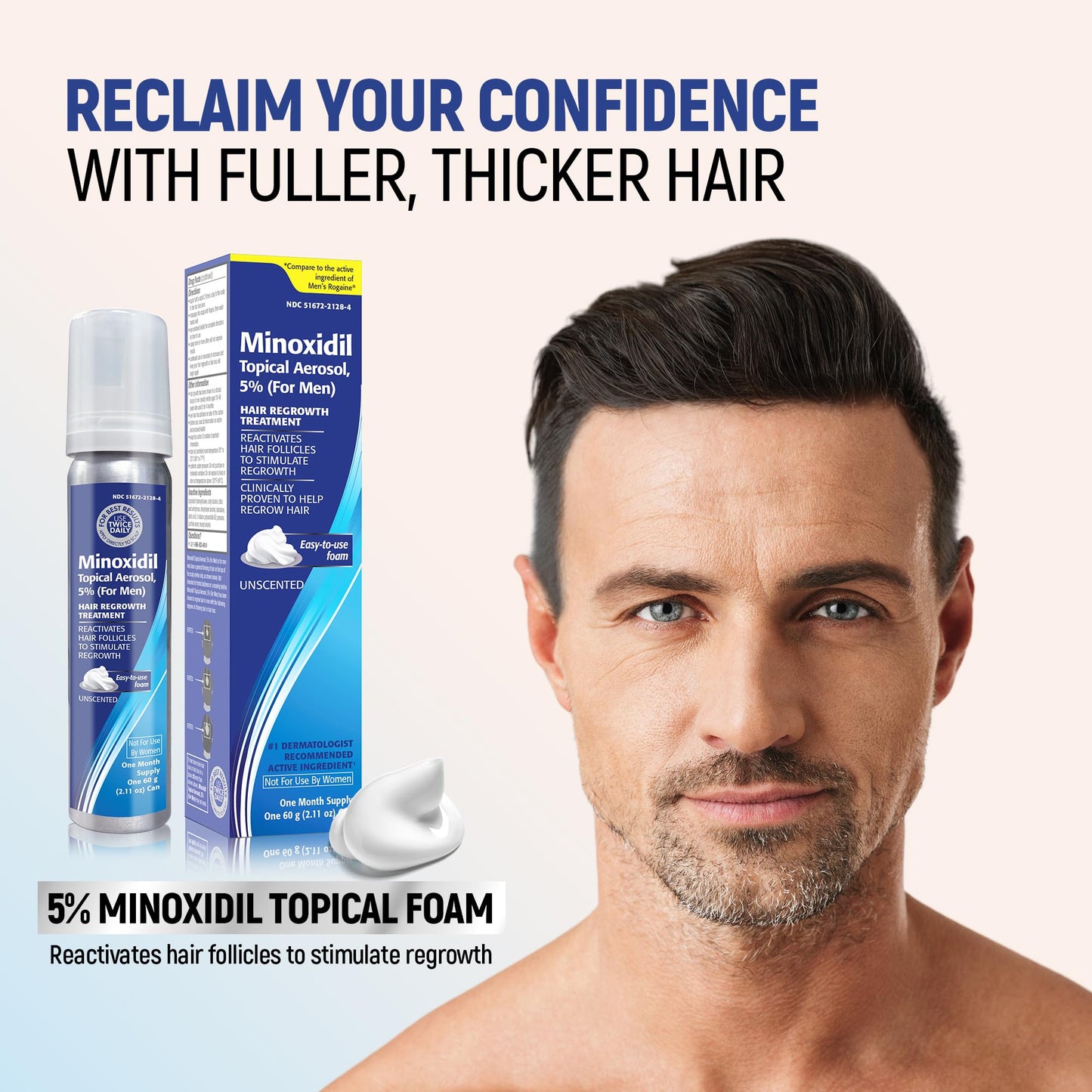 TARO Minoxidil 5% Topical Foam for Men – 2 Month, 2-Pack, 2.11 oz