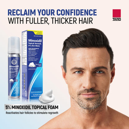 TARO Minoxidil 5% Foam for Men – 2.11 Oz Topical Hair Regrowth Solution (1 Month Supply)