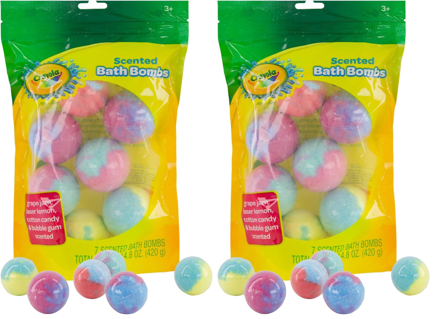 Taste Beauty Crayola Colorful Scented Bath Bombs for Kids – Non-Toxic, Color-Your-Bath Fizzies (Pack of 2)