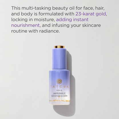 TATCHA Gold Camellia Beauty Oil – 23K Gold, Multi‑Task Face, Body & Hair Oil (30 ml / 1 oz)