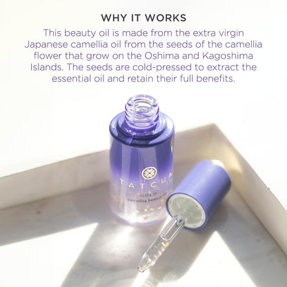 TATCHA Gold Camellia Beauty Oil – 23K Gold, Multi‑Task Face, Body & Hair Oil (30 ml / 1 oz)
