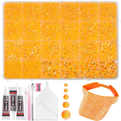 Tatiwoo 20000Pcs Light Orange Flatback Resin Rhinestones – Mixed Sizes for DIY Crafting