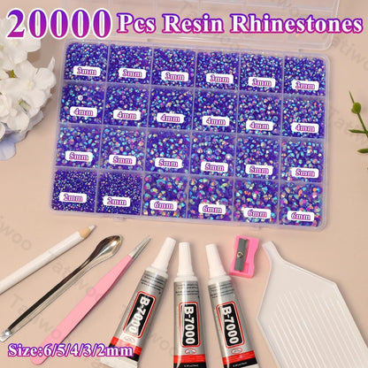Tatiwoo 20000P Purple AB Flatback Rhinestones Kit – All-in-One Bedazzling Set