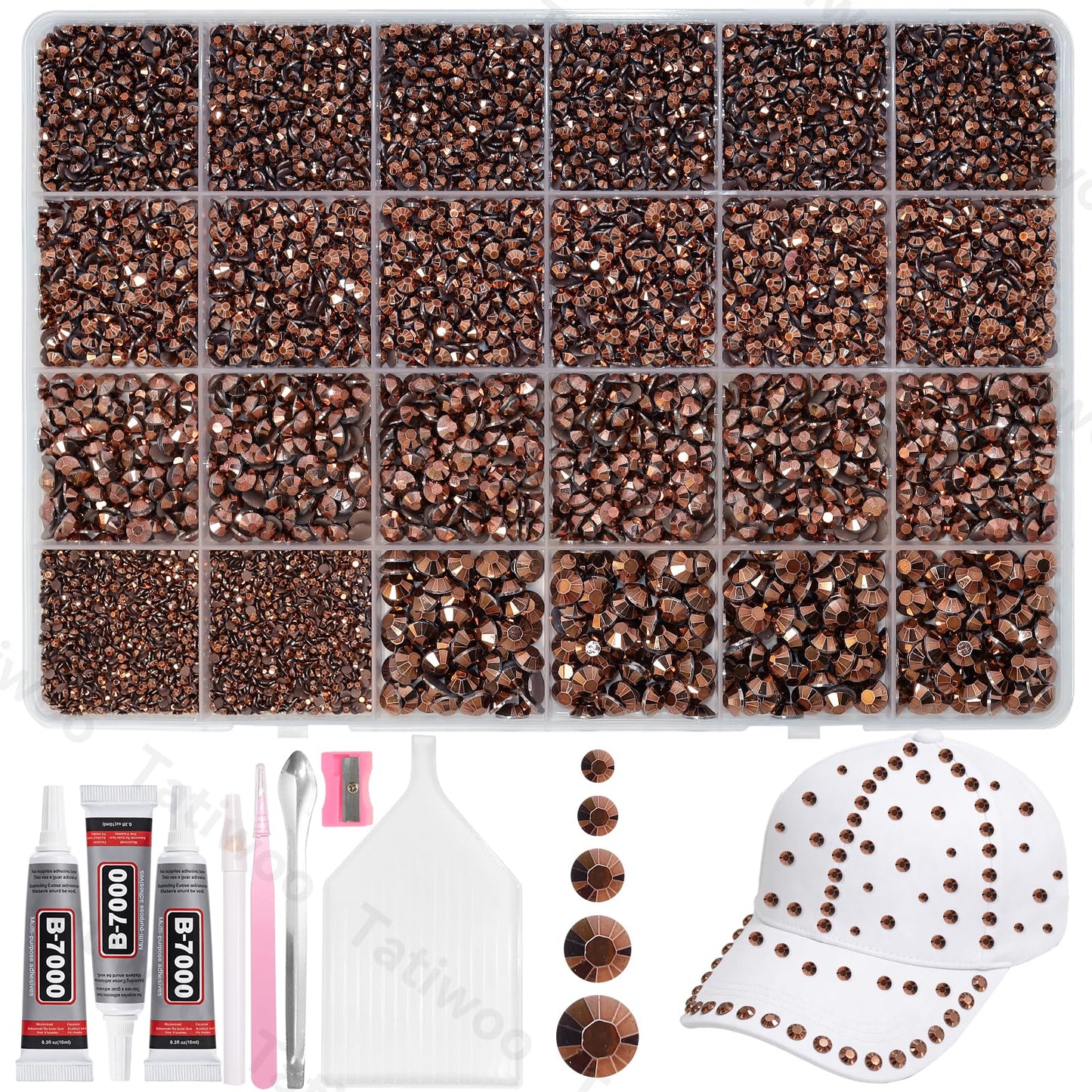Tatiwoo 20,000 Bronze Tan Flatback Rhinestones Kit for DIY Crafting & Decor