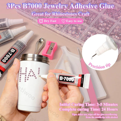 Tatiwoo 20,000pcs Light Pink Flatback Rhinestones Kit — 2–6mm Crystal Gems for DIY Crafting