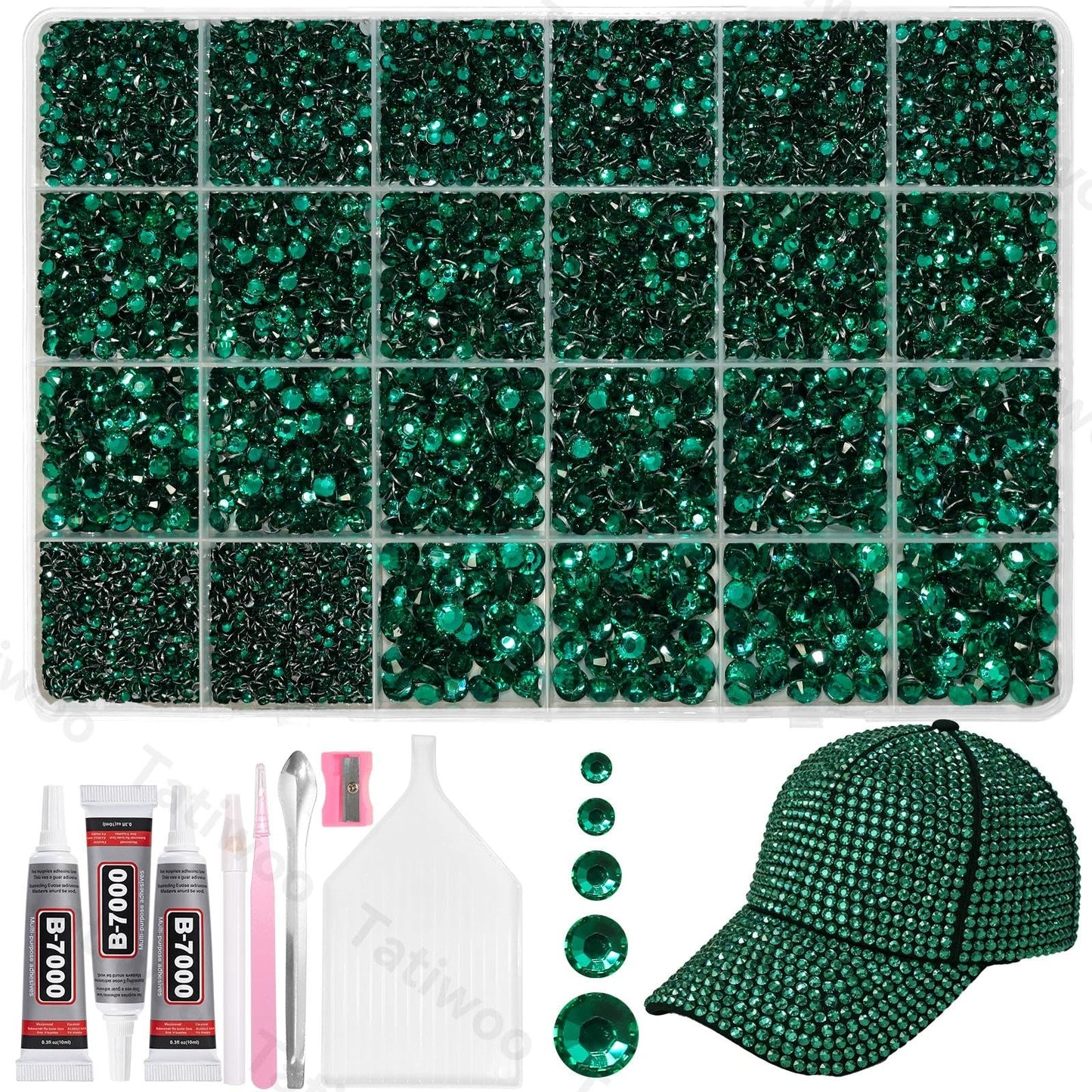 Tatiwoo Emerald Green 20000Pcs Flatback Jelly Rhinestones – Mixed Sizes for Crafting, DIY Decor, Tumblers