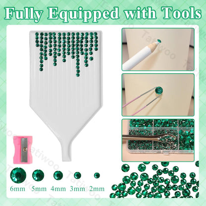 Tatiwoo Emerald Green 20000Pcs Flatback Jelly Rhinestones – Mixed Sizes for Crafting, DIY Decor, Tumblers