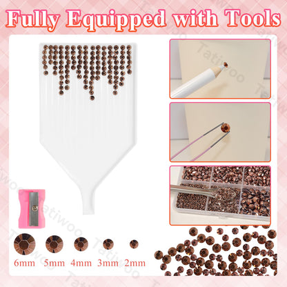 Tatiwoo 20,000 Bronze Tan Flatback Rhinestones Kit for DIY Crafting & Decor