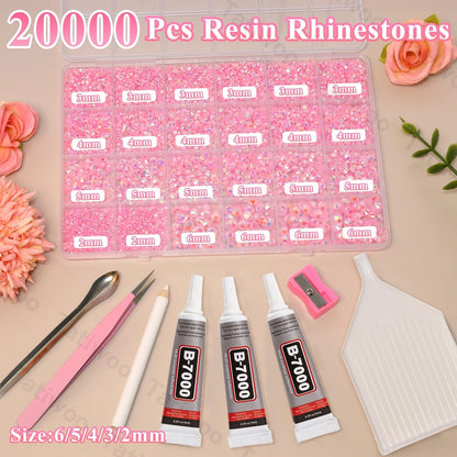 Tatiwoo 20000Pcs Light Pink AB Flatback Jelly Resin Rhinestones – Mixed Sizes for DIY Crafts, Tumblers & Makeup