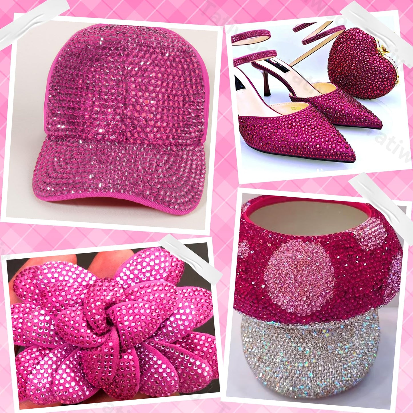 Tatiwoo 20000Pcs Hot Pink Flatback Resin Rhinestones Kit – Mixed Sizes for DIY Crafts & Tumblers