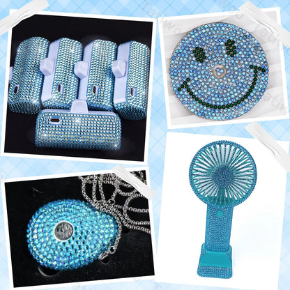 Tatiwoo 20000Pcs Light Blue Flatback Rhinestones Kit – Mixed Sizes for Crafting & DIY