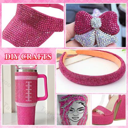 Tatiwoo 20000Pcs Hot Pink Flatback Resin Rhinestones Kit – Mixed Sizes for DIY Crafts & Tumblers