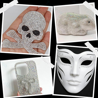 Tatiwoo 20000Pcs Silver White Crystal Flatback Rhinestones Kit – Mix Sizes for Crafting & DIY