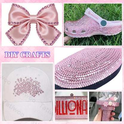 Tatiwoo 20,000pcs Light Pink Flatback Rhinestones Kit — 2–6mm Crystal Gems for DIY Crafting