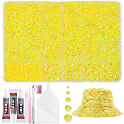 Tatiwoo 20000Pcs Yellow Flatback Jelly Resin Rhinestones – Mixed Sizes for Crafting & DIY Projects