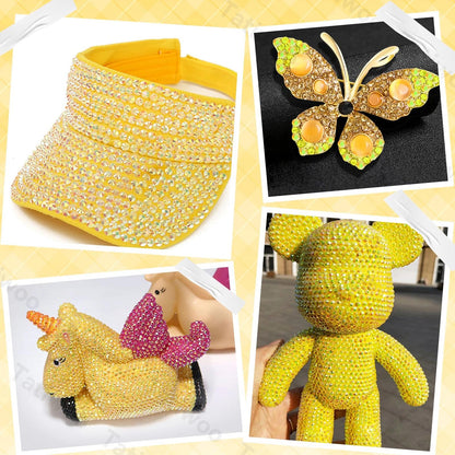 Tatiwoo 20000Pcs Yellow Flatback Jelly Resin Rhinestones – Mixed Sizes for Crafting & DIY Projects