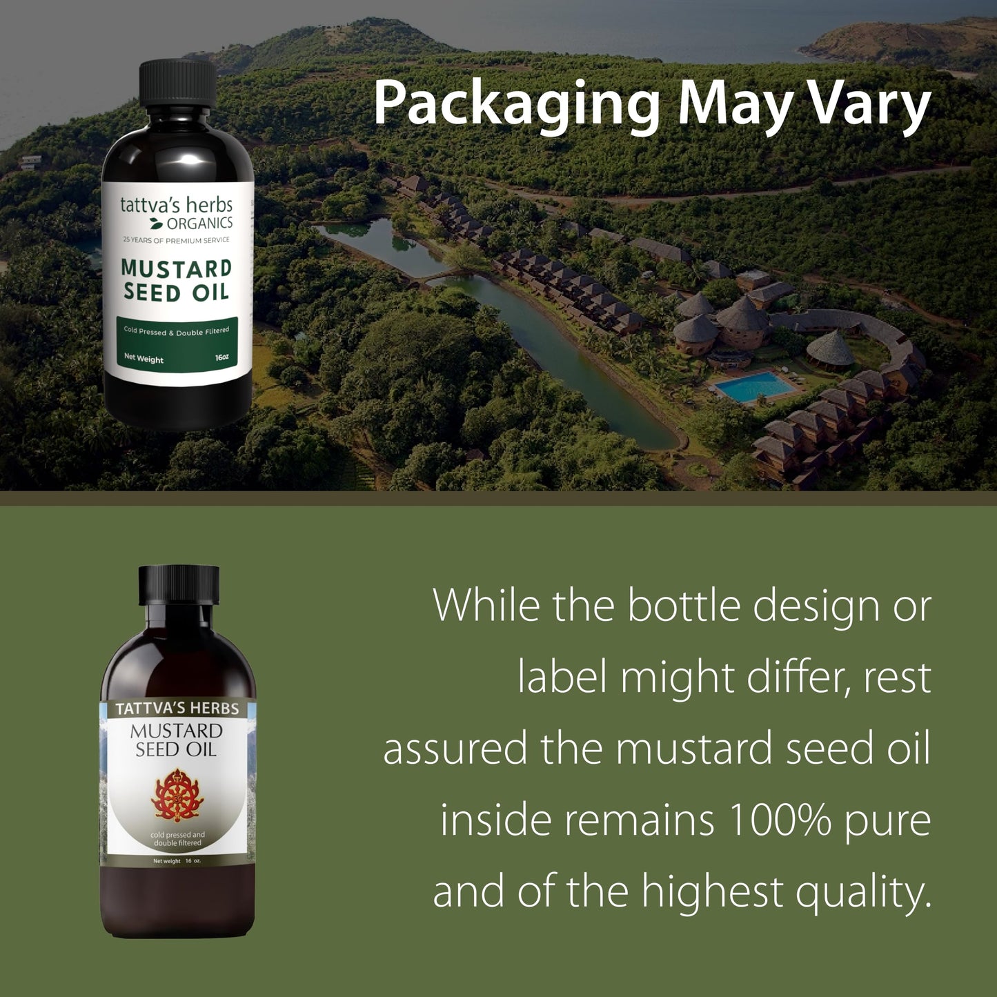 Tattva's Herbs Mustard Seed Oil – Unrefined Cold-Pressed 16 fl oz for Hair, Skin, Cooking & Massage