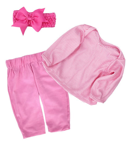 TatuDoll Reborn Doll Clothes Set for 18-20 inch Dolls – Pink Striped 3-Piece Outfit