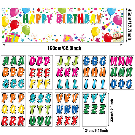 Tatuo Personalized Birthday Banner with Name – DIY Colorful Alphabet Backdrop for Indoor & Outdoor Parties