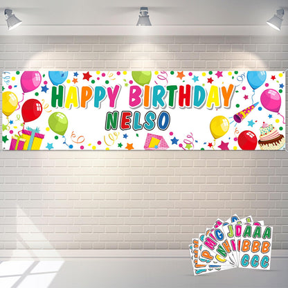 Tatuo Personalized Birthday Banner with Name – DIY Colorful Alphabet Backdrop for Indoor & Outdoor Parties