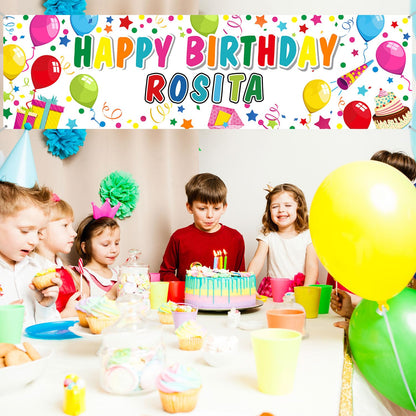 Tatuo Personalized Birthday Banner with Name – DIY Colorful Alphabet Backdrop for Indoor & Outdoor Parties