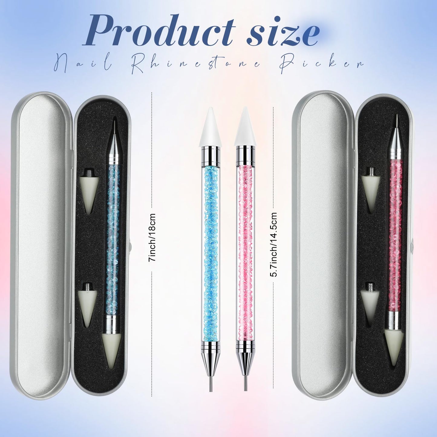 Tatuo 2-Piece Rhinestone Picker Dotting Pen – Dual-Ended Wax & Steel Tips for Precise Nail Art