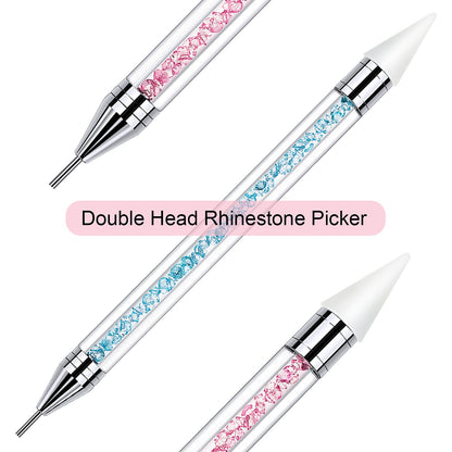 Tatuo 2-Piece Rhinestone Picker Dotting Pen – Dual-Ended Wax & Steel Tips for Precise Nail Art