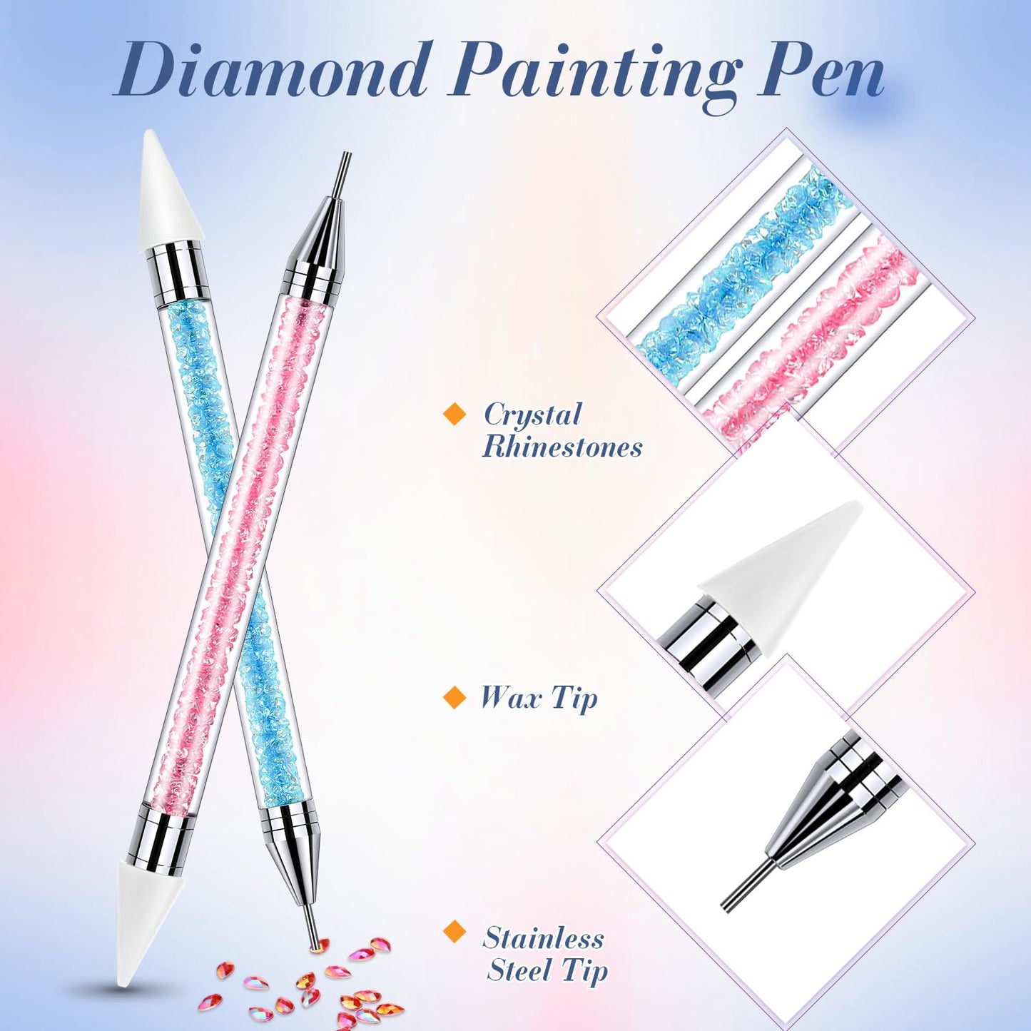 Tatuo 2-Piece Rhinestone Picker Dotting Pen – Dual-Ended Wax & Steel Tips for Precise Nail Art