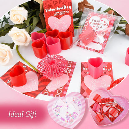 TATWOQ Valentine Fidget Toys 32 Pack – Cards & Heart Coil Springs