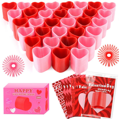 TATWOQ Valentine Fidget Toys 32 Pack – Cards & Heart Coil Springs