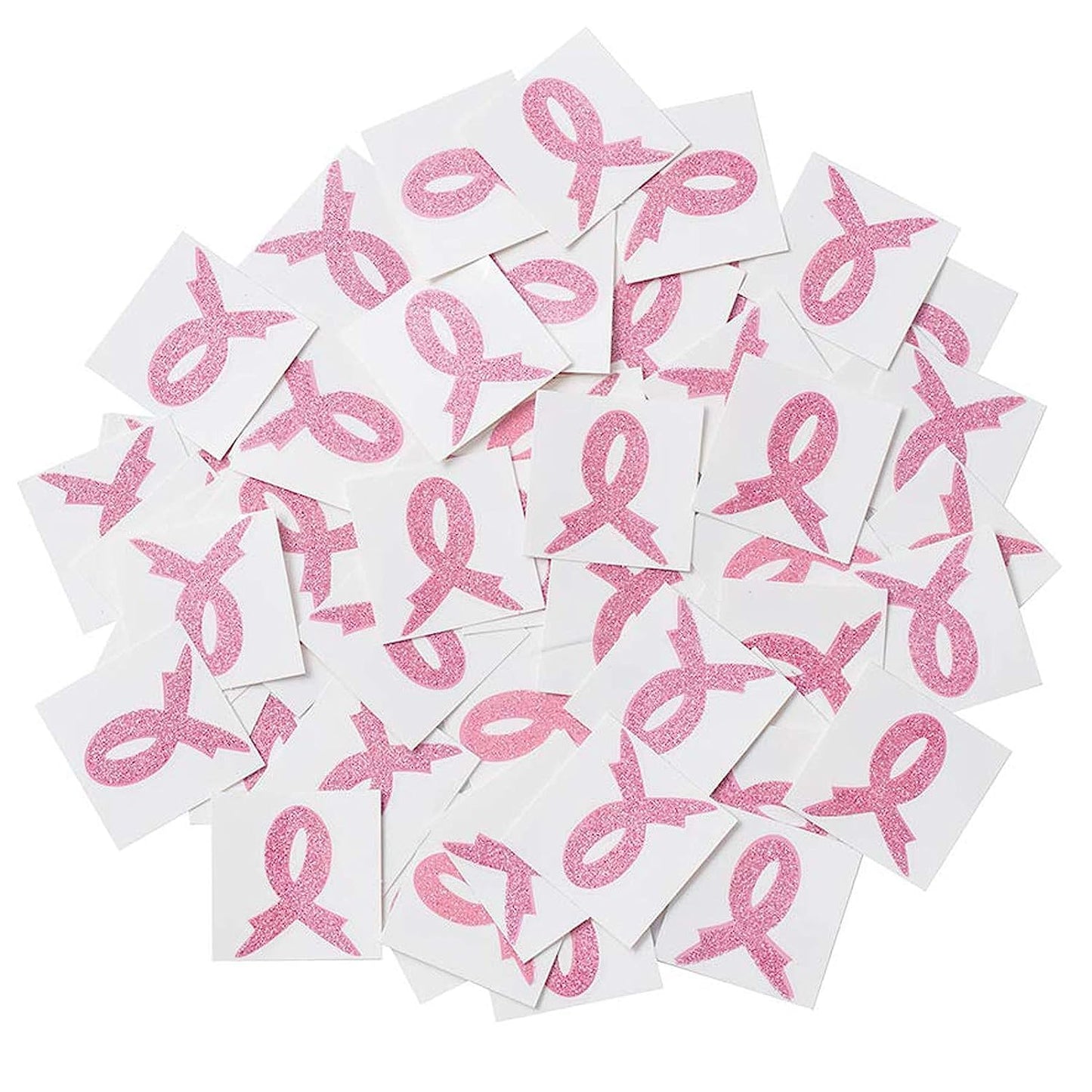 TBEEJ 72pcs Pink Ribbon Glitter Tattoos for Awareness Events