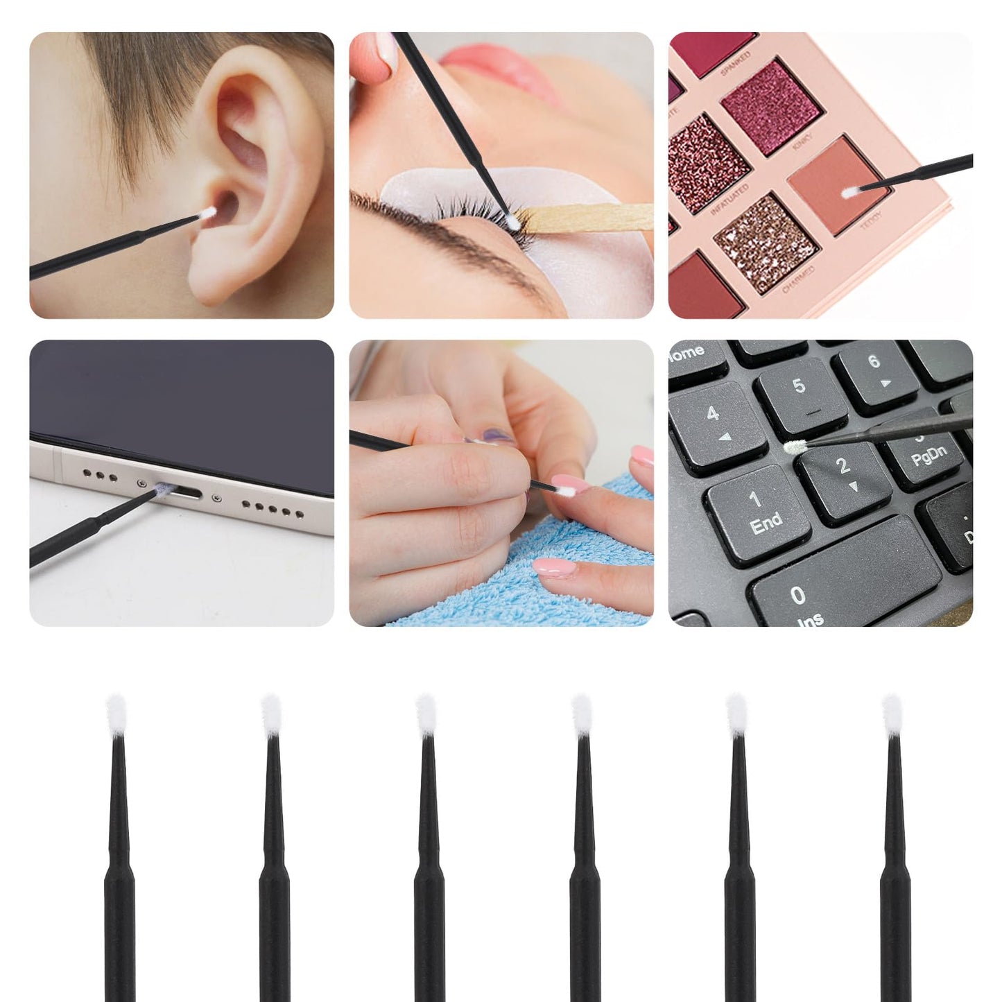 Tbestmax 3000 Pcs Micro Applicator Brushes & Swabs for Eyelash Extensions - Disposable Mascara Wands (Black)