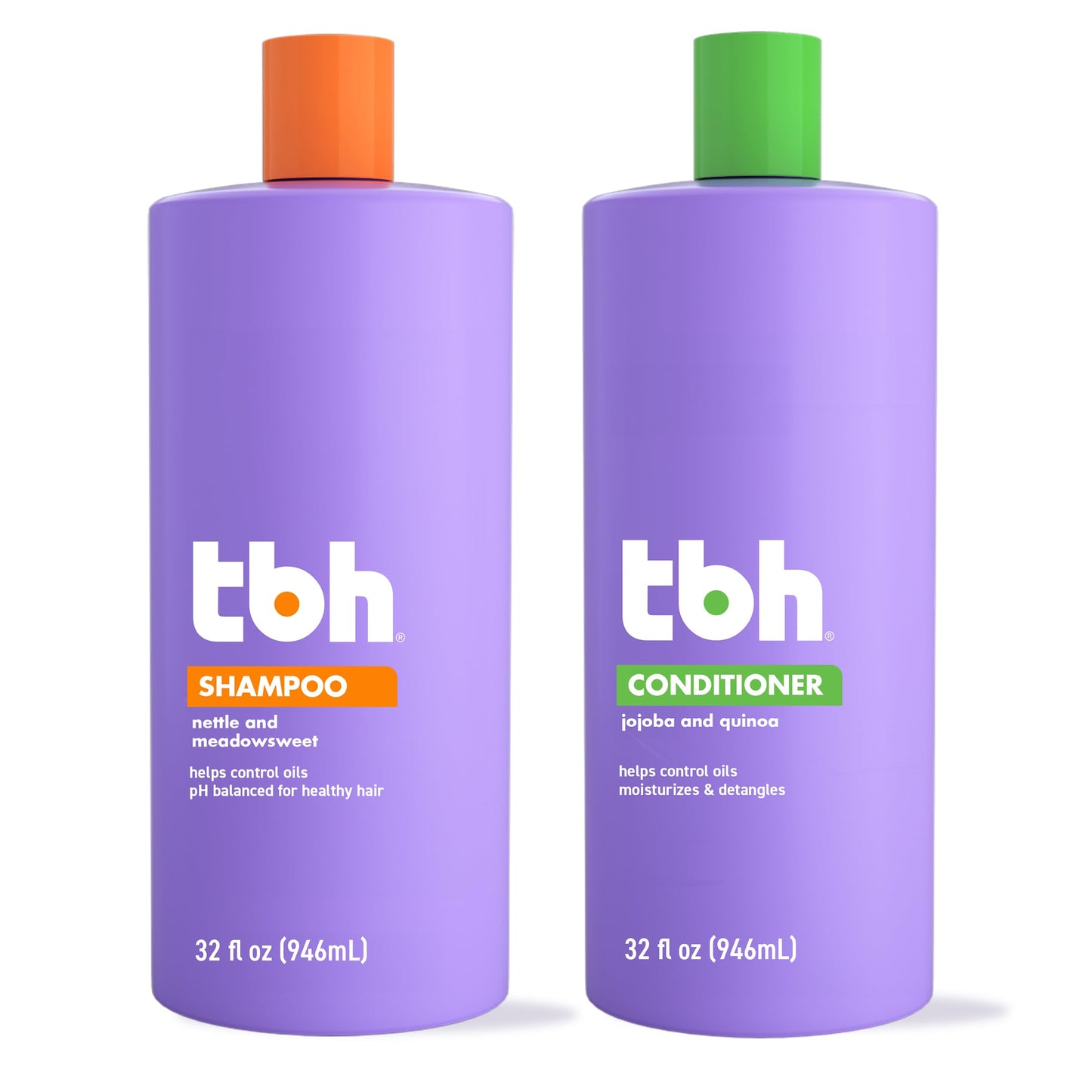 TBH Kids & Teen Shampoo and Conditioner Set – Sulfate & Paraben Free, Lightweight Hydrating Hair Care, 2 x 12 oz