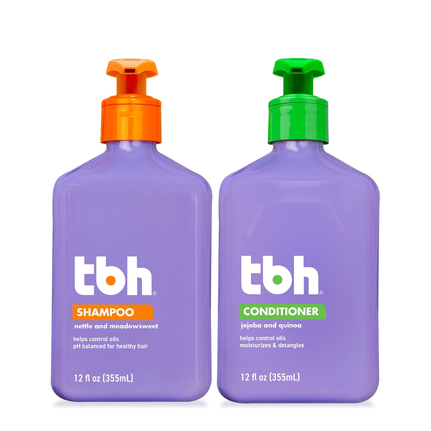 TBH Kids & Teen Shampoo and Conditioner Set – Sulfate & Paraben Free, Lightweight Hydrating Hair Care, 2 x 12 oz
