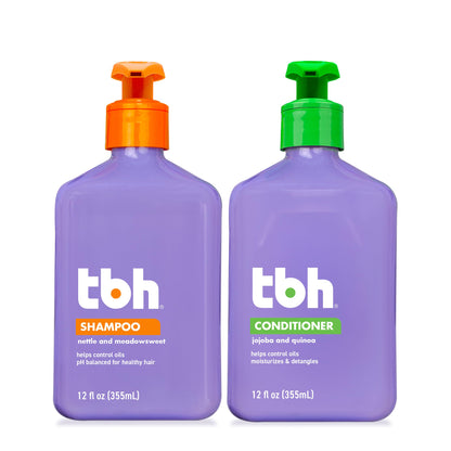 TBH Kids & Teen Shampoo and Conditioner Set – Sulfate & Paraben Free, Lightweight Hydrating Hair Care, 2 x 12 oz