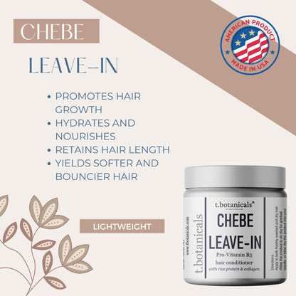 t.botanicals Chebe Leave-In Conditioner for Hair Growth – Provitamin B5, Silk Amino Acids, Collagen, 8 oz