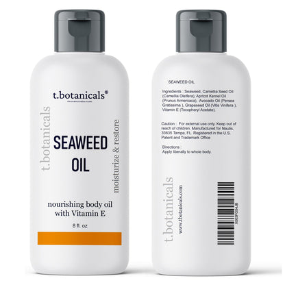 t.botanicals Seaweed Body Oil 8 oz – Fast-Absorbing, Non-Greasy Moisturizer (Citrus)