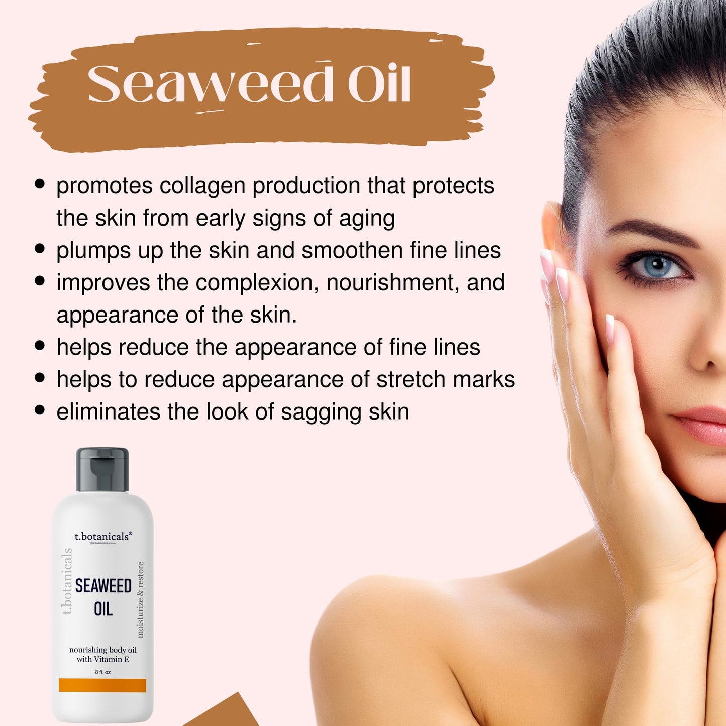 t.botanicals Seaweed Body Oil 8 oz – Fast-Absorbing Lavender Moisturizer
