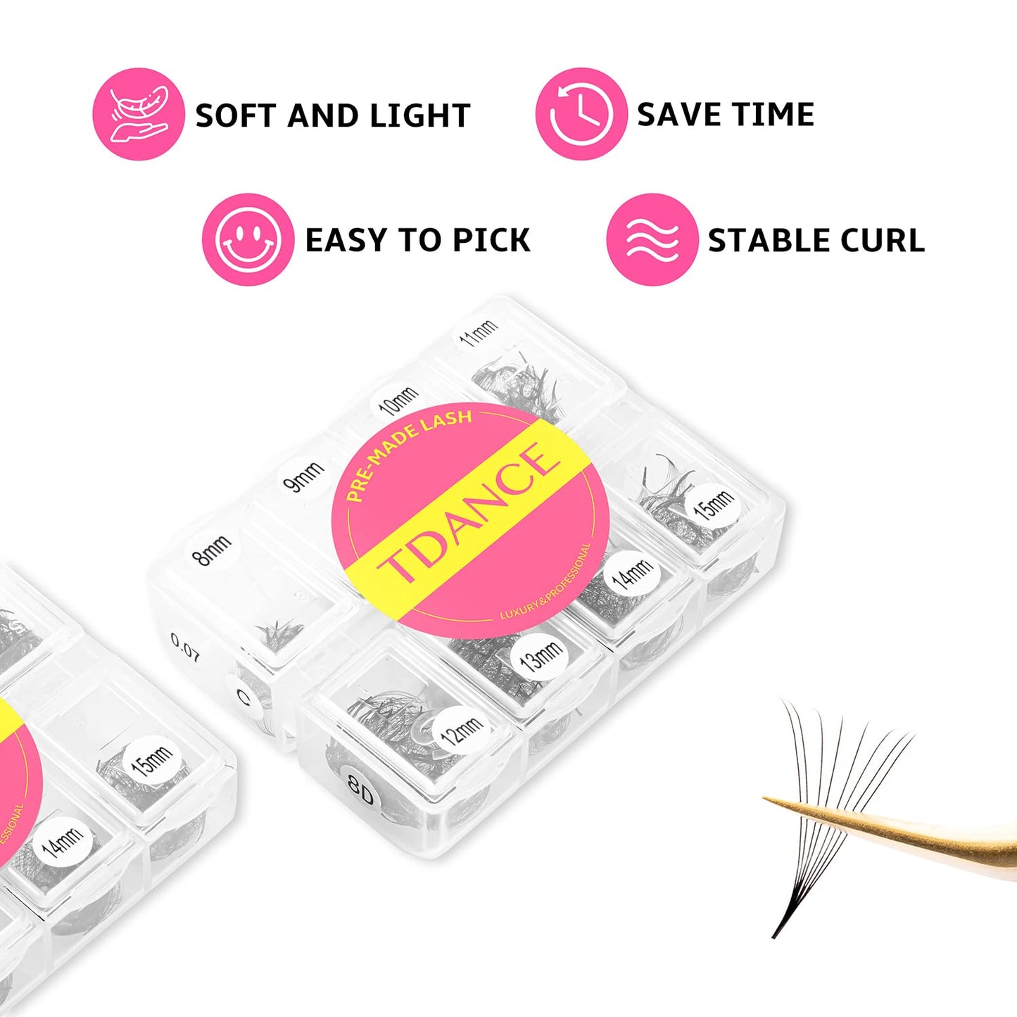 TDANCE 600 Premade Lash Fans – Natural & Volume Mix 5D-24D, Handmade Promades, C/D Curl 8-15mm