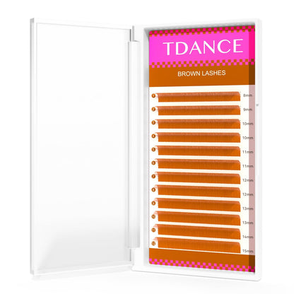 TDANCE Brown Colored Lash Extensions 0.07mm | C/D Curl Premium Korean PBT 8-15mm