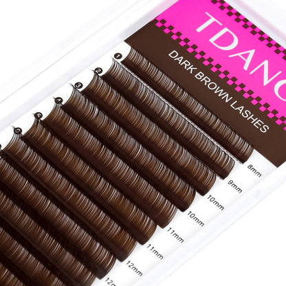 TDANCE Dark Brown Lash Extensions – Premium 0.03-0.15mm, C/CC/D/DD/J Curl, 8-15mm | Korean PBT