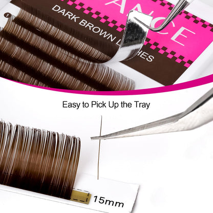 TDANCE Dark Brown Lash Extensions – Premium 0.03-0.15mm, C/CC/D/DD/J Curl, 8-15mm | Korean PBT