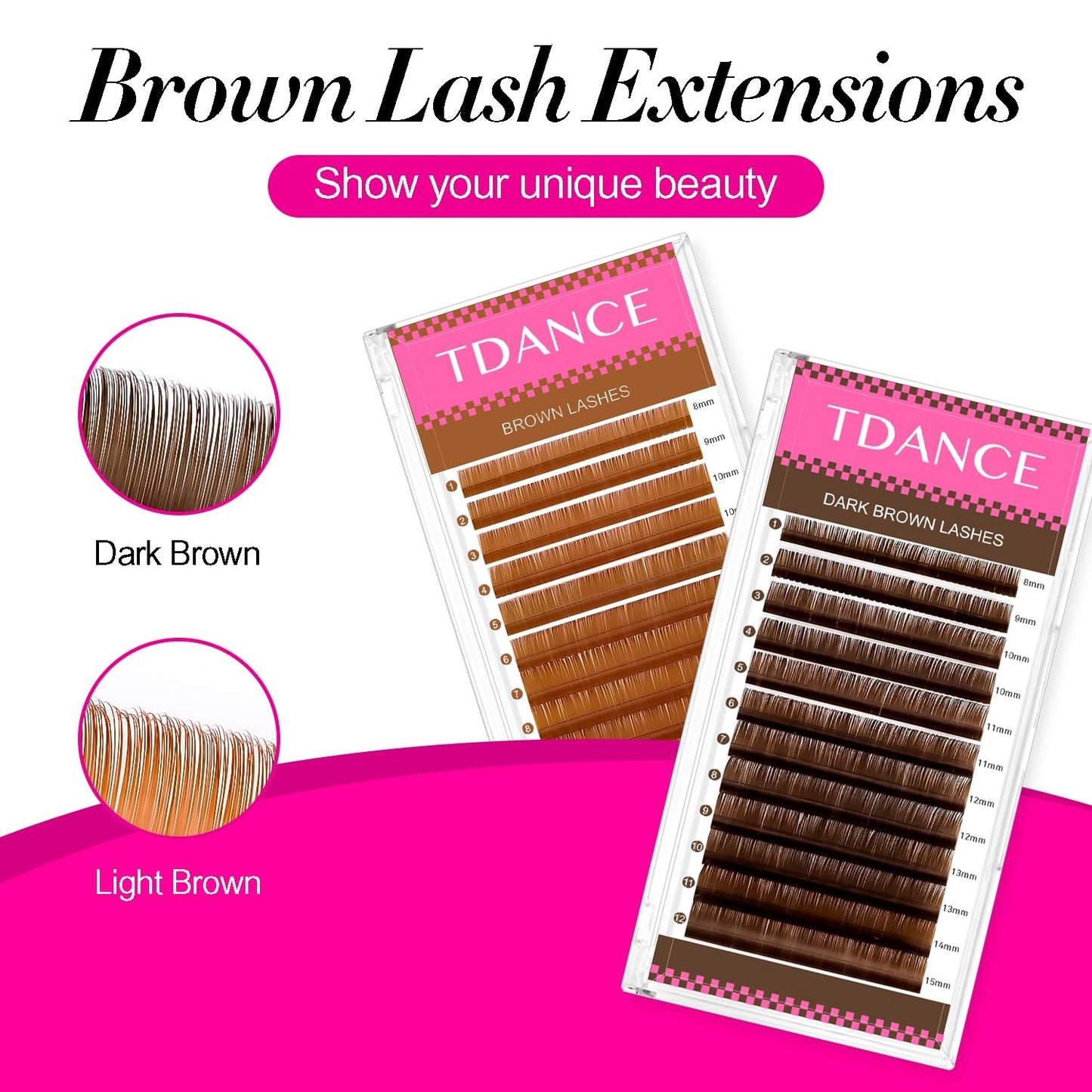 TDANCE Dark Brown Lash Extensions – Premium 0.03-0.15mm, C/CC/D/DD/J Curl, 8-15mm | Korean PBT