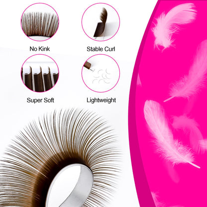 TDANCE Dark Brown Lash Extensions – Premium 0.03-0.15mm, C/CC/D/DD/J Curl, 8-15mm | Korean PBT
