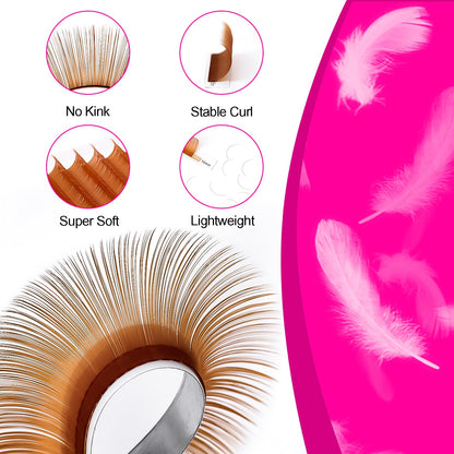 TDANCE Light Brown Colored Lash Extensions – 0.03/0.05/0.07mm, C/D Curl, 8-15mm Premium Brown Lashes for Salon Use