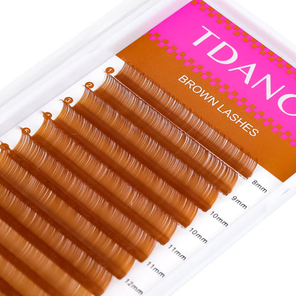 TDANCE Brown Colored Lash Extensions 0.07mm | C/D Curl Premium Korean PBT 8-15mm